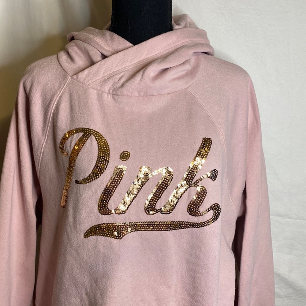 VS PINK light pink hoodie logo sweatshirt